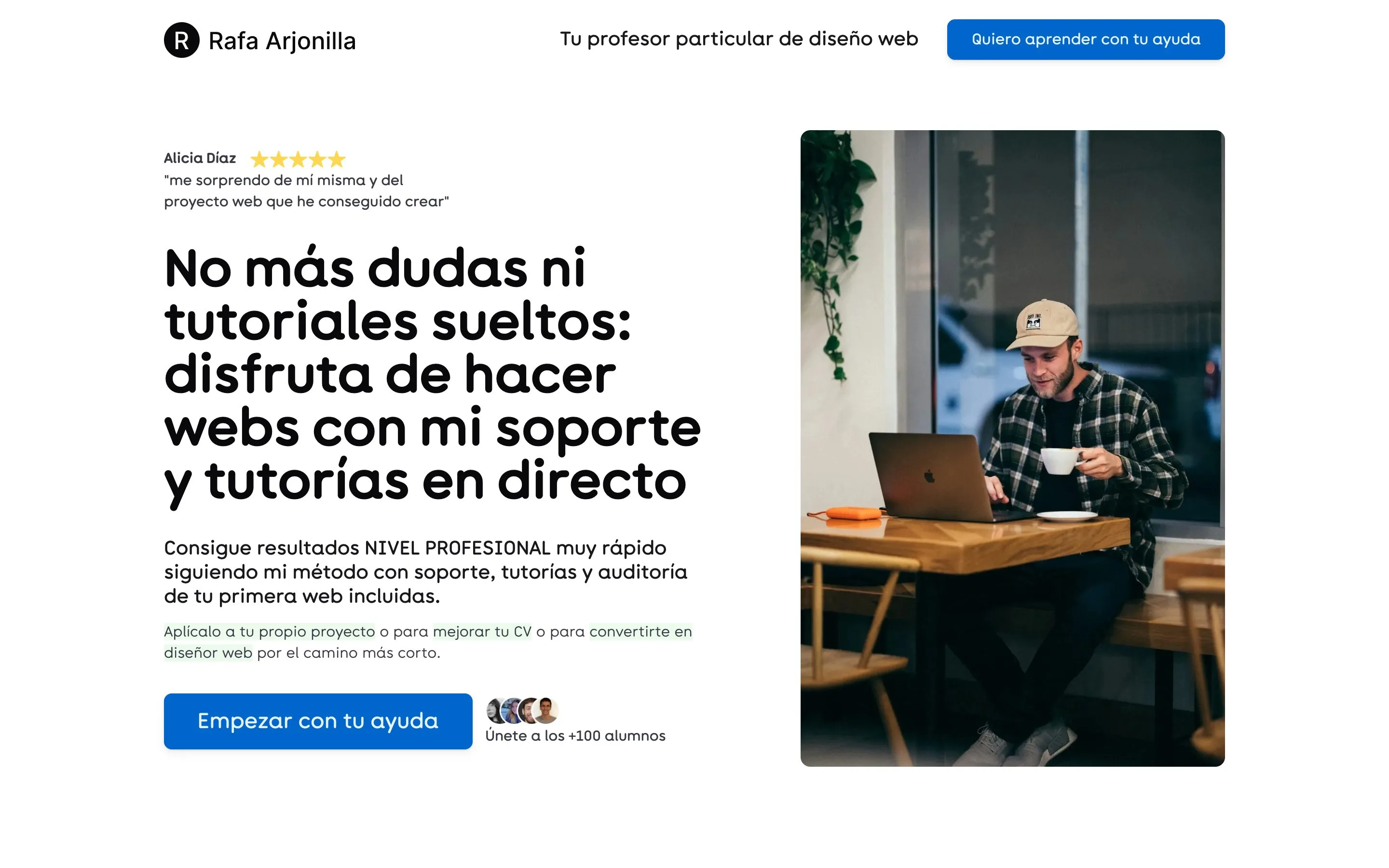 Página del curso de WordPress online