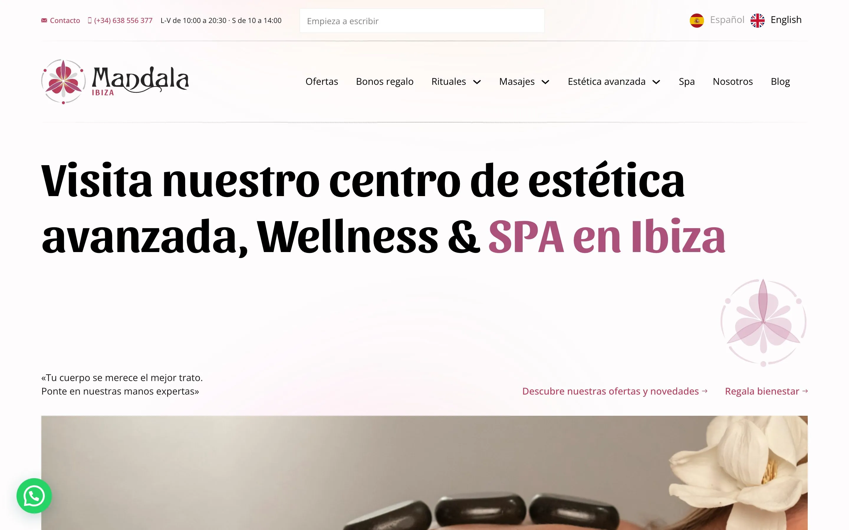 Página de inicio de mandalaibiza.es en escritorio y en móvil