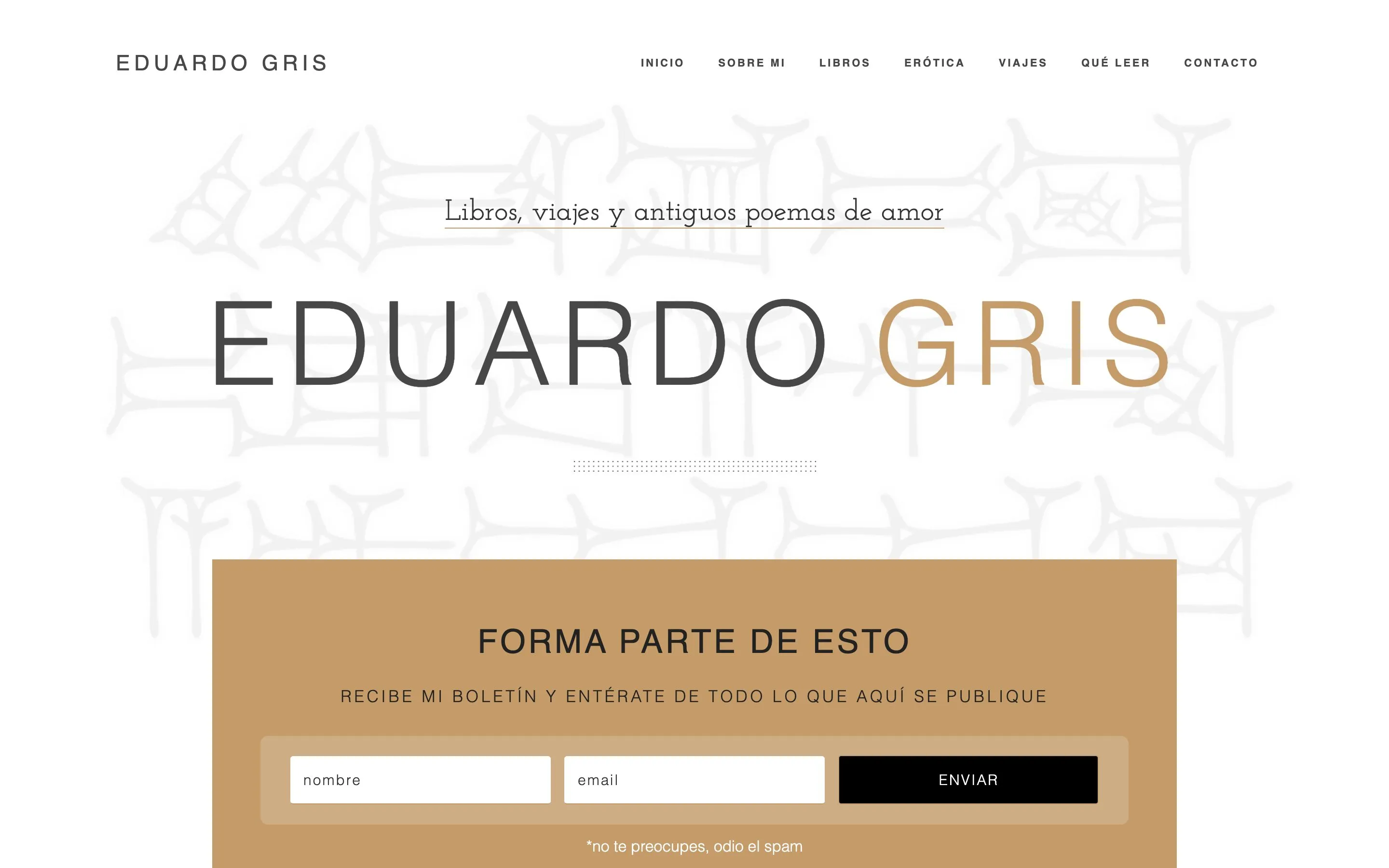 Página de inicio del blog de Eduardo Gris en escritorio y en móvil, con la invitación al boletín