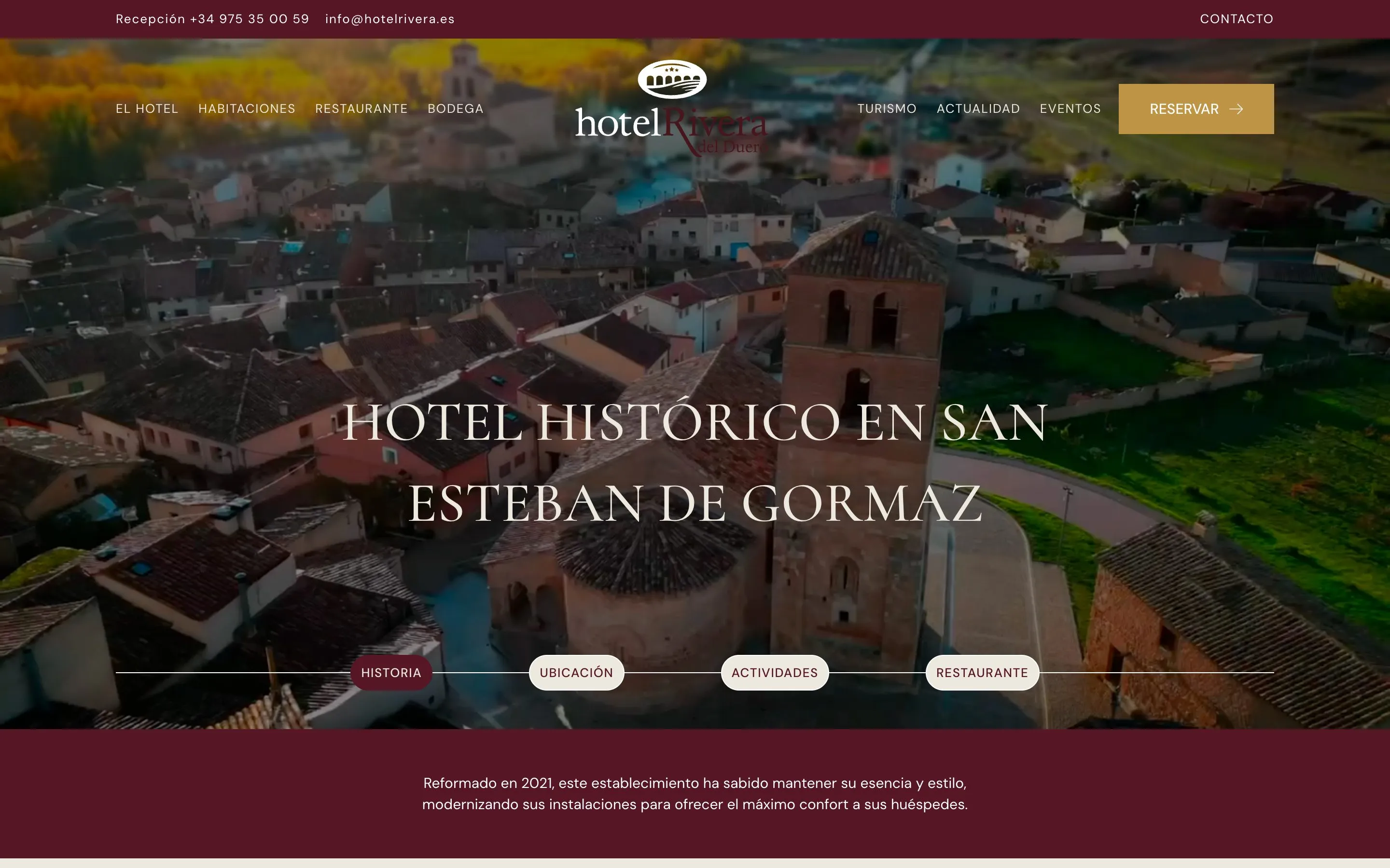 Página de inicio de hotelrivera.es en escritorio y en móvil