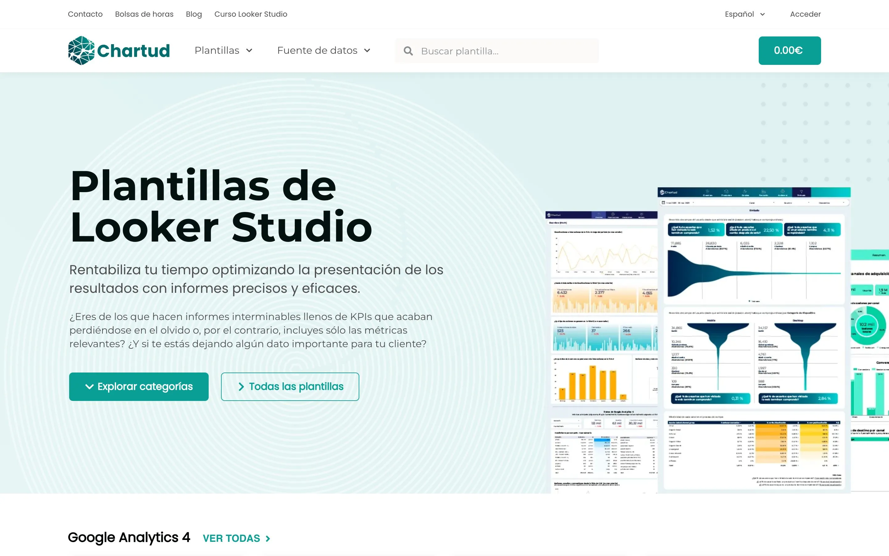 Página de inicio de chartud.io en escritorio y en móvil