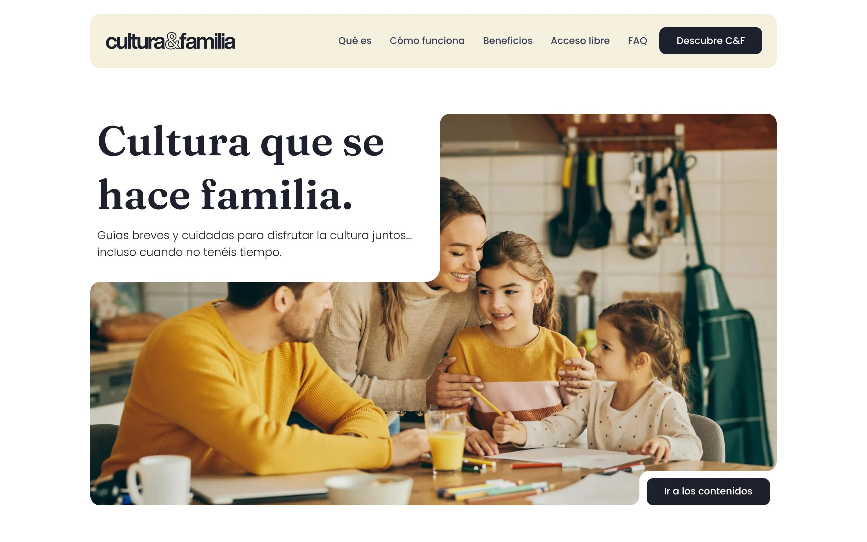 Página de inicio de culturayfamilia.com en escritorio y en móvil