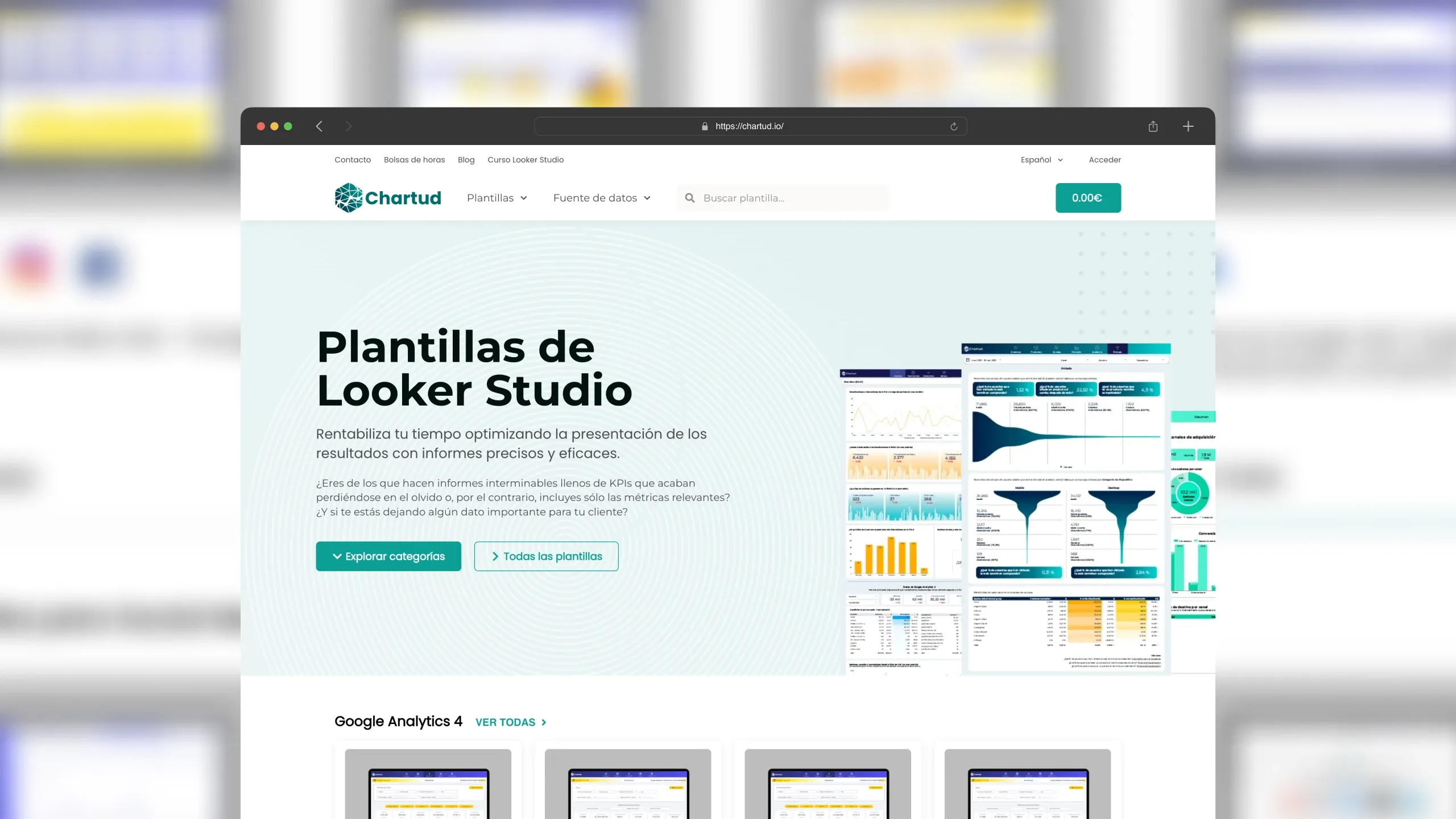 Pantallazo de la home de la web de chartud.io