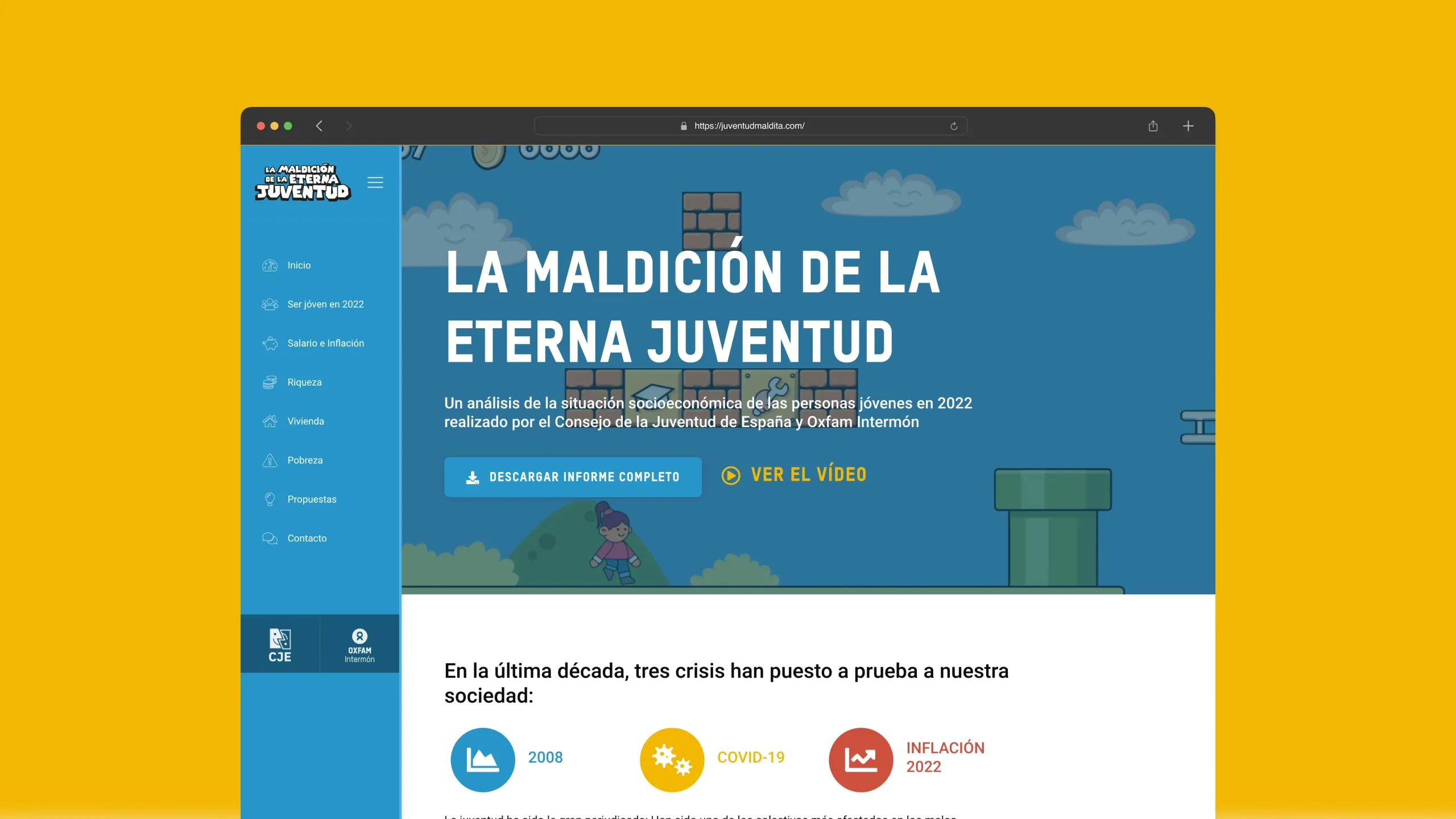 Pantallazo de la portada del informe «La maldición de la eterna juventud»