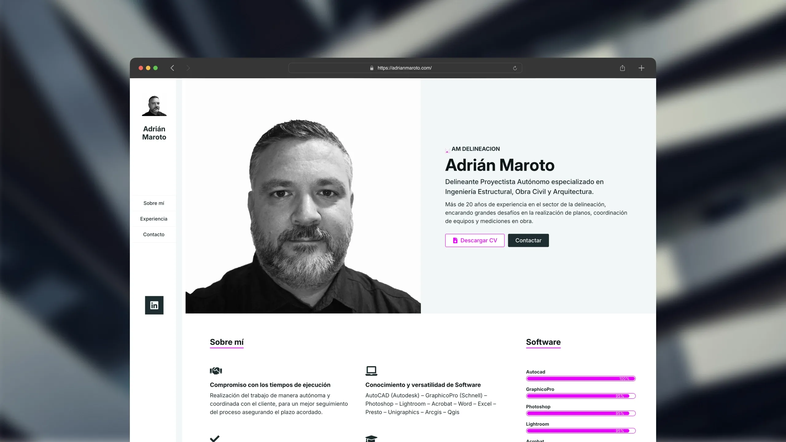 Pantallazo de la home de la web de adrianmaroto.com