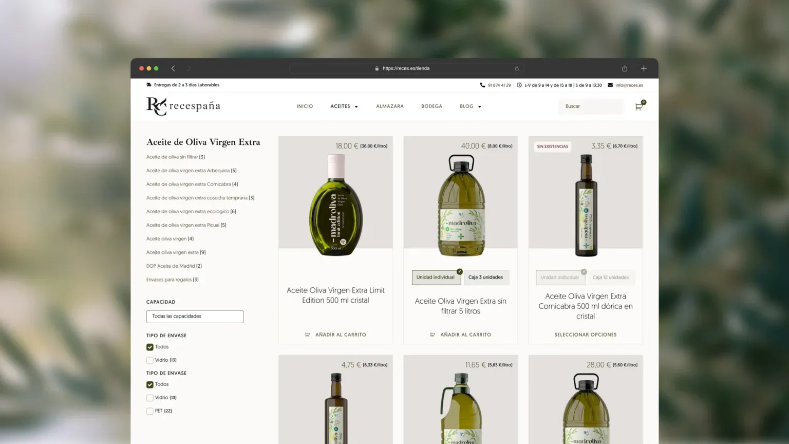 Ecommerce aceite