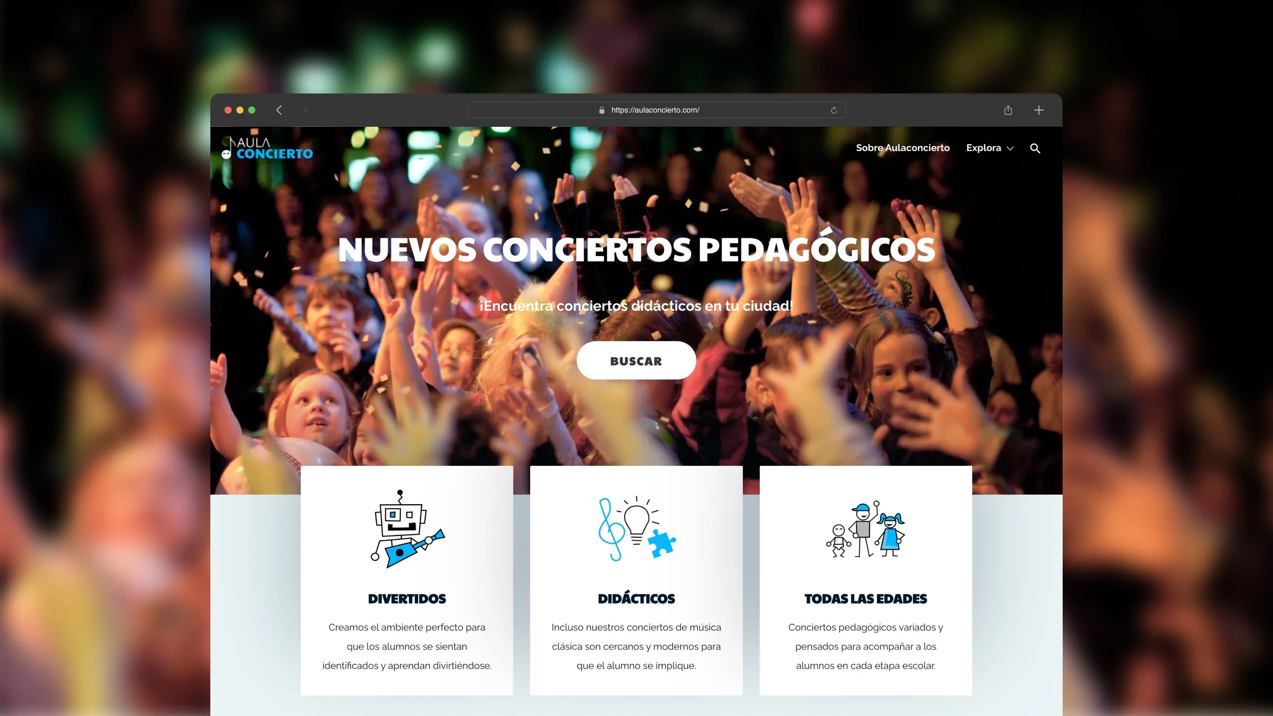 Pantallazo de la home de la web de aulaconcierto.com
