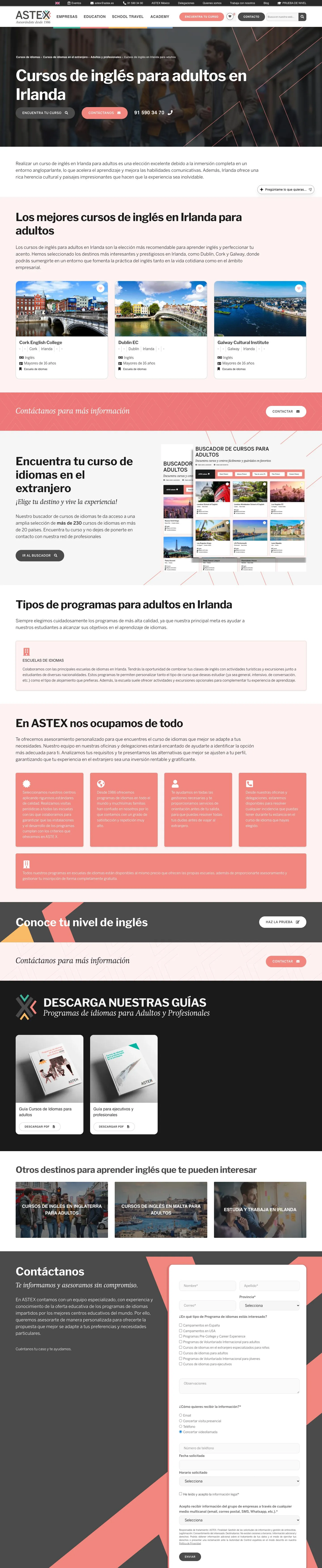 Ficha de un programa en la web de Astex: destino, fechas, precio y botón de inscripción