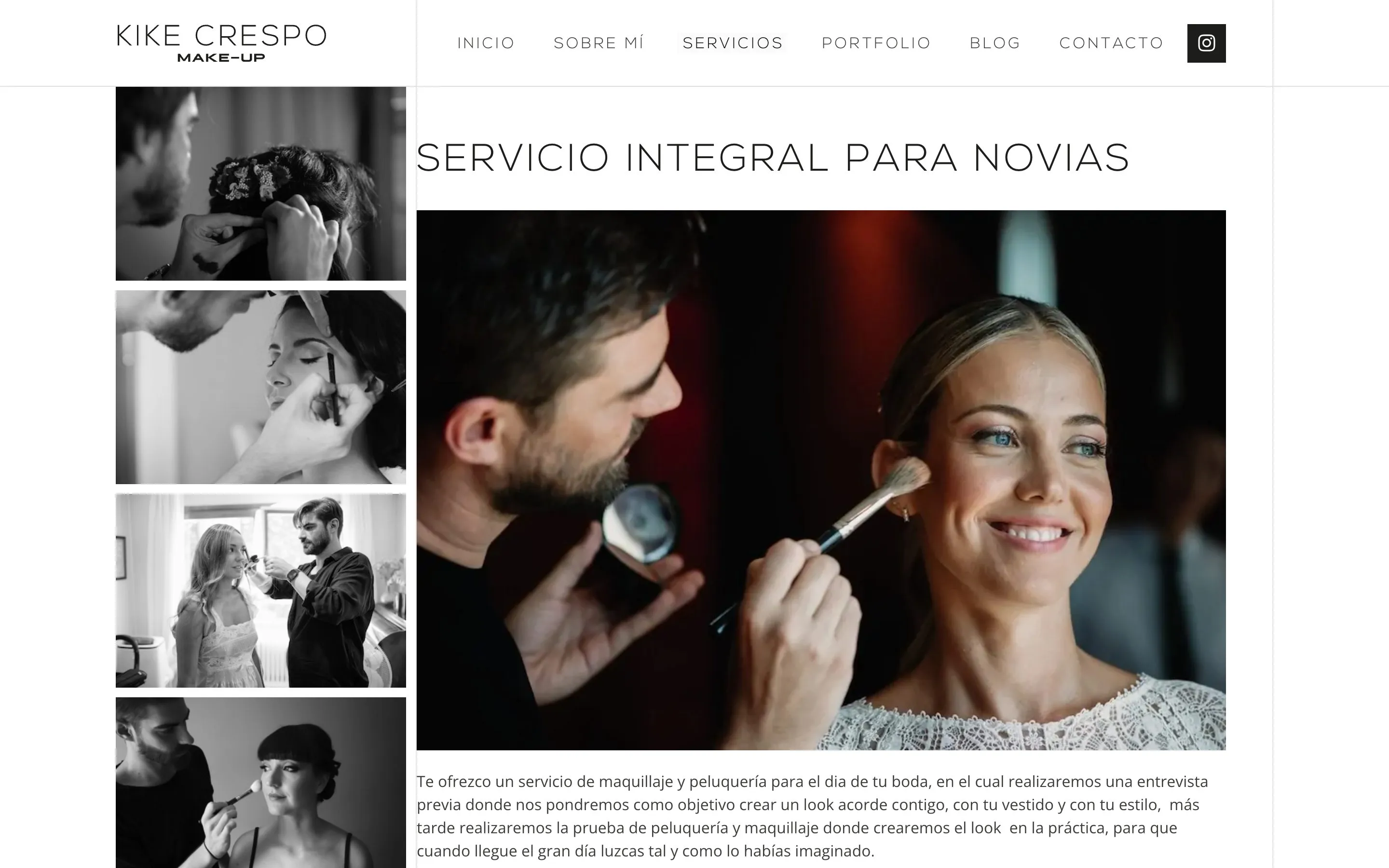 Página de servicios de Kike Crespo