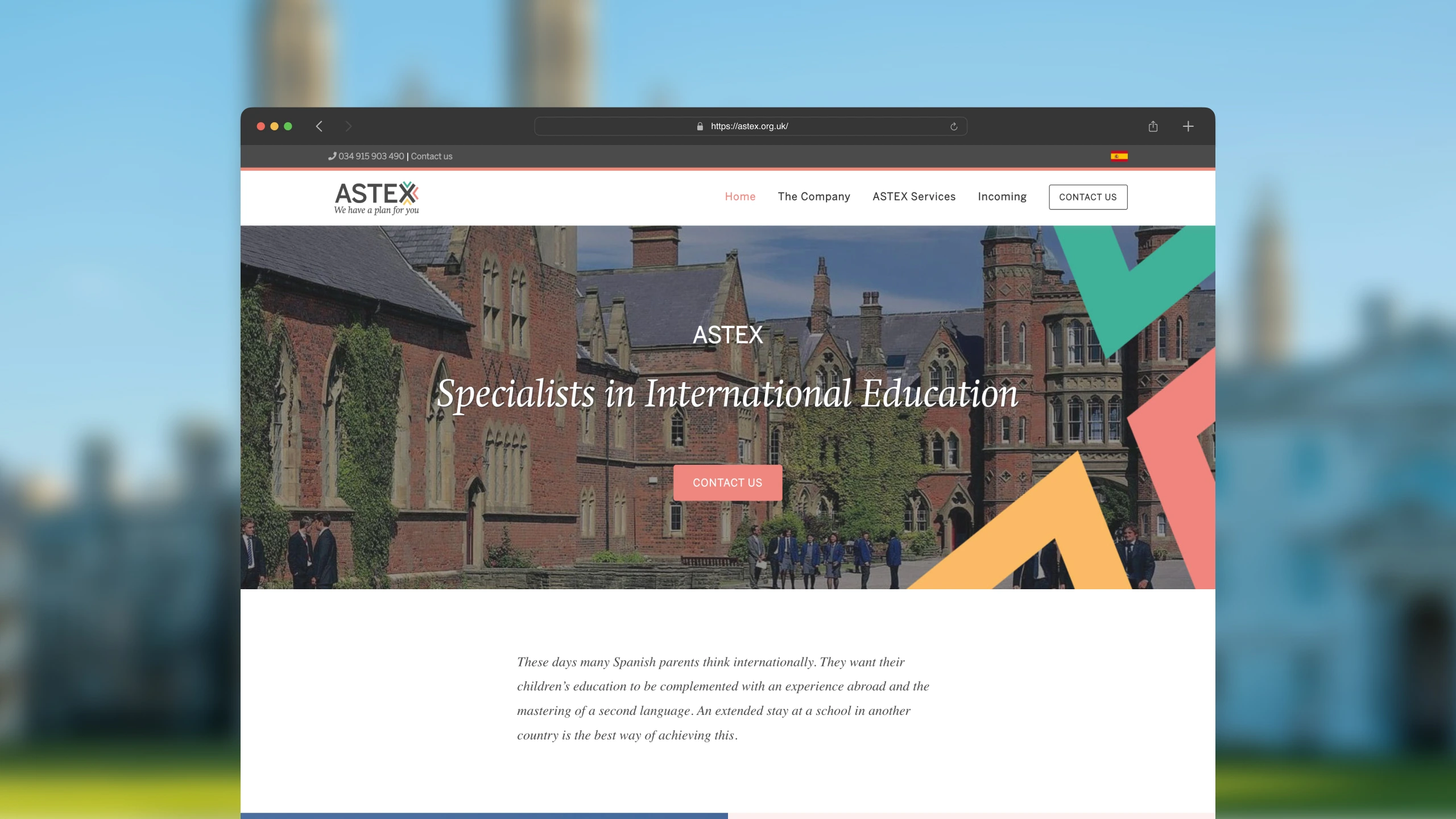 Pantallazo de la home de la web de astexorg.uk