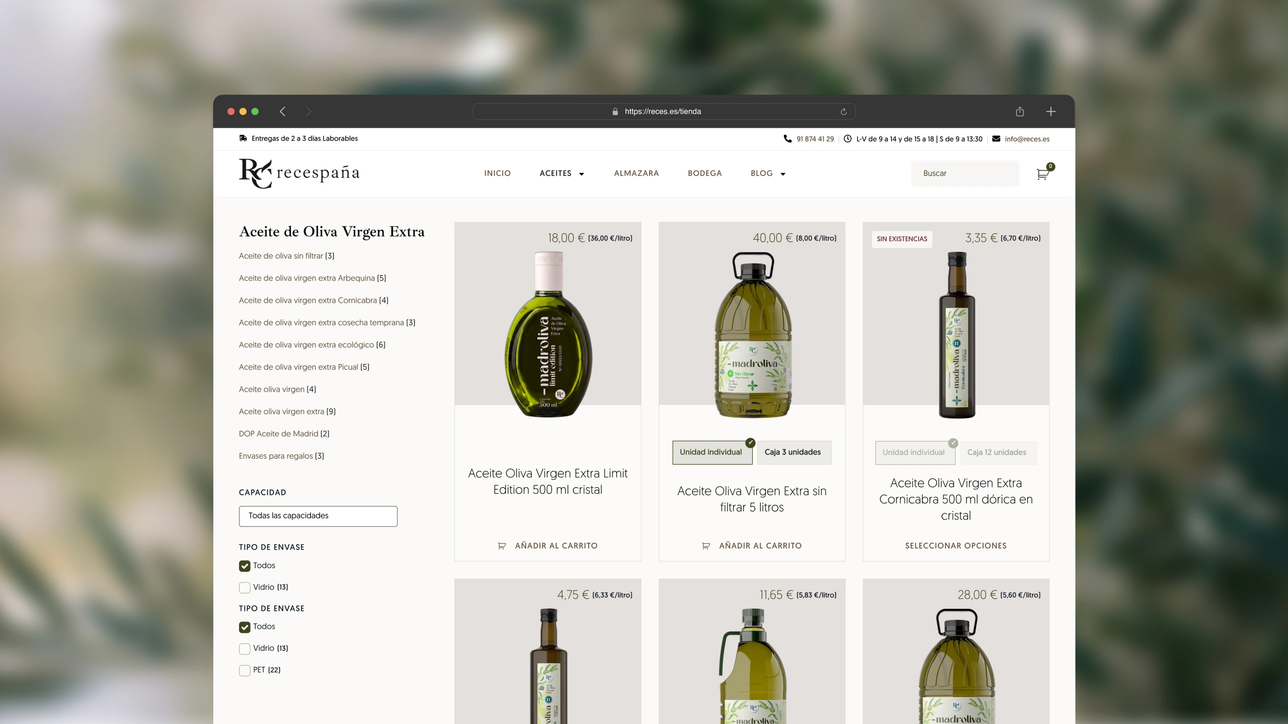 Ecommerce aceite