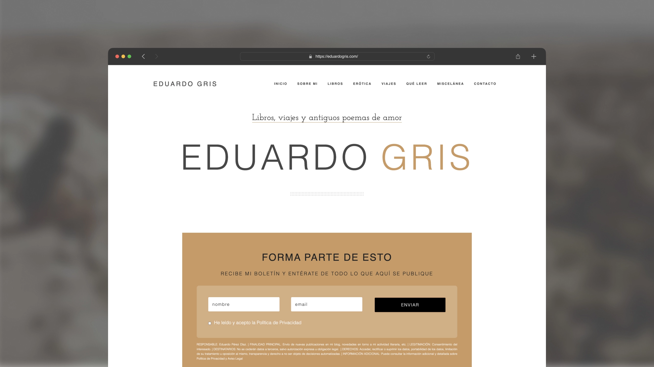 Pantallazo de la home de la web eduardogris.com