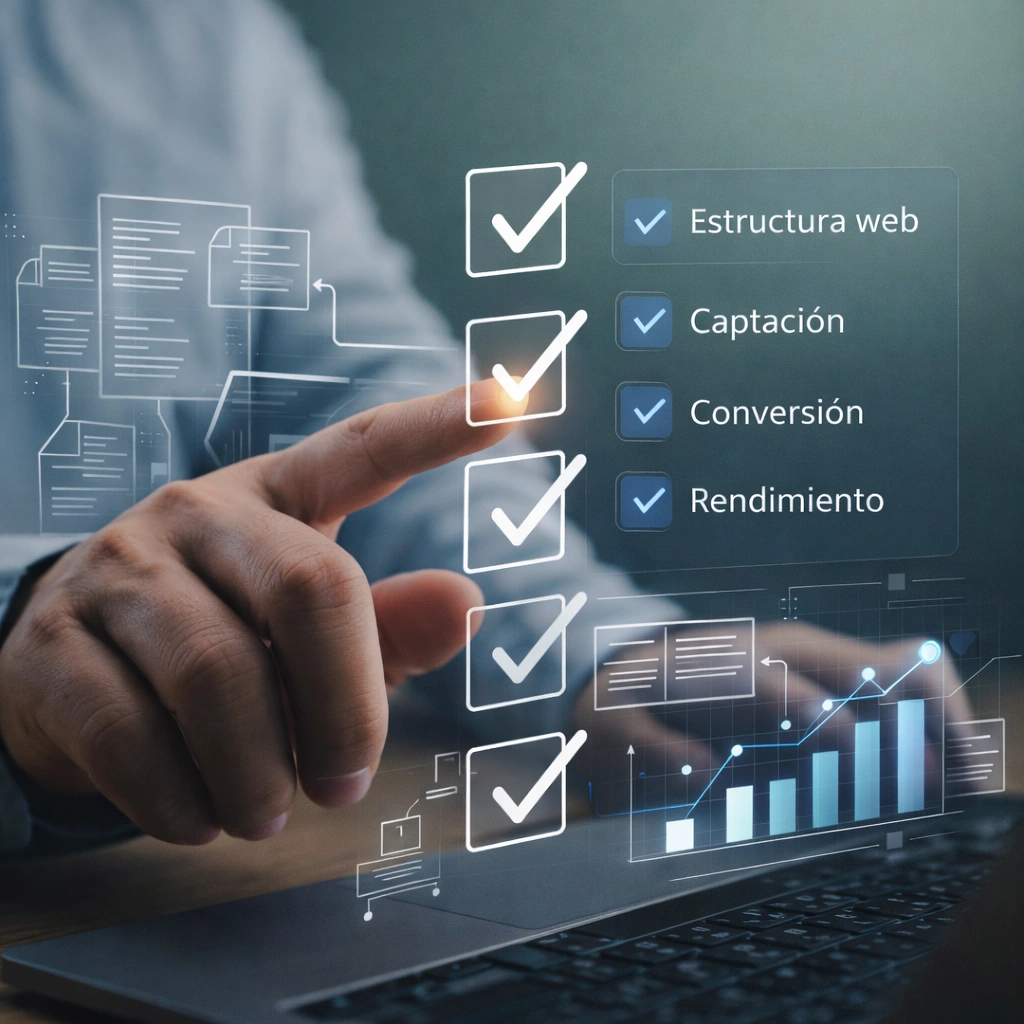 Imagen que muestro una mano frente a un checklist de analisis web gratuito